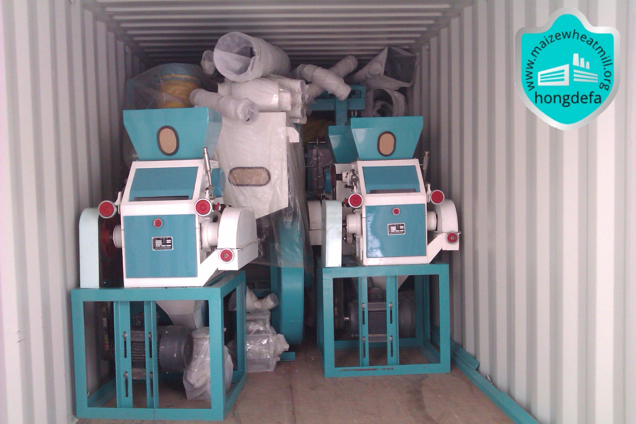 Milling machine is loaded into the container ready for shipping