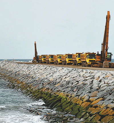 The Lekki Port Breakwater under construction
